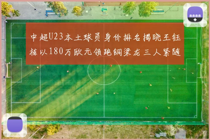 中超U23本土球员身价排名揭晓王钰栋以180万欧元领跑铜梁龙三人紧随其后
